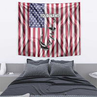 Fishing Fish Hook American Flag Tapestry Custom Name Graphic in Patriotic Striped Theme - Wonder Print Shop