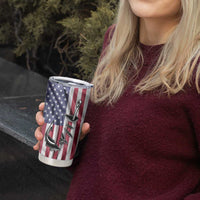 Fishing Fish Hook American Flag Tumbler Cup Custom Name Graphic in Patriotic Striped Theme - Wonder Print Shop