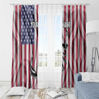 Fishing Fish Hook American Flag Window Curtain Custom Name Graphic in Patriotic Striped Theme - Wonder Print Shop