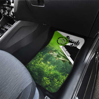 Green and Black Largemouth Bass Fishing Car Mats Custom Name Design and Angler Silhouette Illustration - Wonder Print Shop