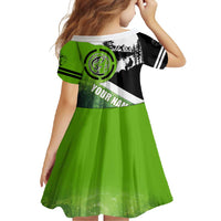 Green and Black Largemouth Bass Fishing Family Matching Long Sleeve Bodycon Dress and Hawaiian Shirt Custom Name Design and Angler Silhouette Illustration - Wonder Print Shop