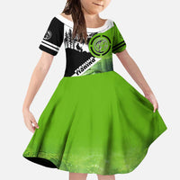 Green and Black Largemouth Bass Fishing Family Matching Mermaid Dress and Hawaiian Shirt Custom Name Design and Angler Silhouette Illustration - Wonder Print Shop