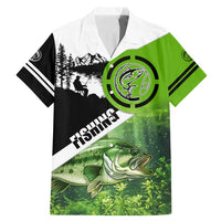 Green and Black Largemouth Bass Fishing Family Matching Mermaid Dress and Hawaiian Shirt Custom Name Design and Angler Silhouette Illustration - Wonder Print Shop