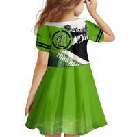 Green and Black Largemouth Bass Fishing Family Matching Off Shoulder Maxi Dress and Hawaiian Shirt Custom Name Design and Angler Silhouette Illustration - Wonder Print Shop