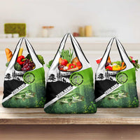 Green and Black Largemouth Bass Fishing Grocery Bag Custom Name Design and Angler Silhouette Illustration - Wonder Print Shop