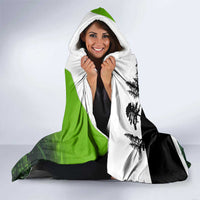 Green and Black Largemouth Bass Fishing Hooded Blanket Custom Name Design and Angler Silhouette Illustration - Wonder Print Shop