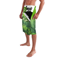 Green and Black Largemouth Bass Fishing Lavalava Custom Name Design and Angler Silhouette Illustration - Wonder Print Shop