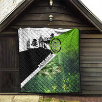 Green and Black Largemouth Bass Fishing Quilt Custom Name Design and Angler Silhouette Illustration - Wonder Print Shop