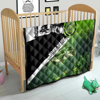 Green and Black Largemouth Bass Fishing Quilt Custom Name Design and Angler Silhouette Illustration - Wonder Print Shop