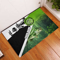 Green and Black Largemouth Bass Fishing Rubber Doormat Custom Name Design and Angler Silhouette Illustration - Wonder Print Shop