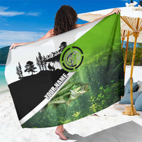 Green and Black Largemouth Bass Fishing Sarong Custom Name Design and Angler Silhouette Illustration - Wonder Print Shop