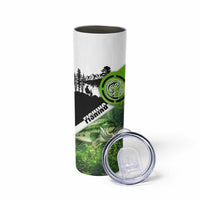 Green and Black Largemouth Bass Fishing Skinny Tumbler Custom Name Design and Angler Silhouette Illustration - Wonder Print Shop