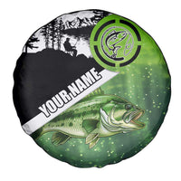 Green and Black Largemouth Bass Fishing Spare Tire Cover Custom Name Design and Angler Silhouette Illustration - Wonder Print Shop