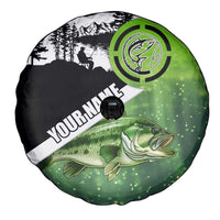 Green and Black Largemouth Bass Fishing Spare Tire Cover Custom Name Design and Angler Silhouette Illustration - Wonder Print Shop