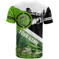 Green and Black Largemouth Bass Fishing T Shirt Custom Name Design and Angler Silhouette Illustration - Wonder Print Shop
