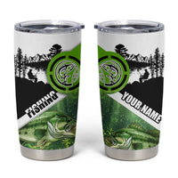 Green and Black Largemouth Bass Fishing Tumbler Cup Custom Name Design and Angler Silhouette Illustration - Wonder Print Shop