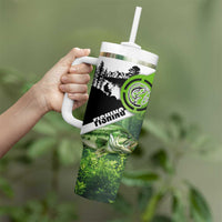 Green and Black Largemouth Bass Fishing Tumbler With Handle Custom Name Design and Angler Silhouette Illustration - Wonder Print Shop