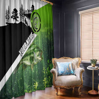 Green and Black Largemouth Bass Fishing Window Curtain Custom Name Design and Angler Silhouette Illustration - Wonder Print Shop