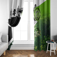 Green and Black Largemouth Bass Fishing Window Curtain Custom Name Design and Angler Silhouette Illustration - Wonder Print Shop