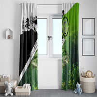 Green and Black Largemouth Bass Fishing Window Curtain Custom Name Design and Angler Silhouette Illustration - Wonder Print Shop