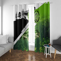 Green and Black Largemouth Bass Fishing Window Curtain Custom Name Design and Angler Silhouette Illustration - Wonder Print Shop