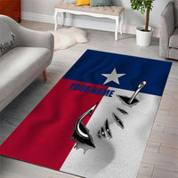 Texas Flag Fishing Area Rug Hook and Fish Illustration and Custom Name Detail - Wonder Print Shop