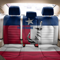 Texas Flag Fishing Back Car Seat Cover Hook and Fish Illustration and Custom Name Detail - Wonder Print Shop