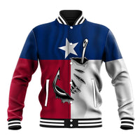 Texas Flag Fishing Baseball Jacket Hook and Fish Illustration and Custom Name Detail - Wonder Print Shop