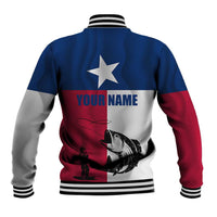Texas Flag Fishing Baseball Jacket Hook and Fish Illustration and Custom Name Detail - Wonder Print Shop