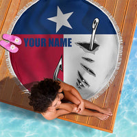 Texas Flag Fishing Beach Blanket Hook and Fish Illustration and Custom Name Detail - Wonder Print Shop
