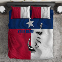 Texas Flag Fishing Bedding Set Hook and Fish Illustration and Custom Name Detail - Wonder Print Shop