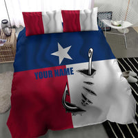 Texas Flag Fishing Bedding Set Hook and Fish Illustration and Custom Name Detail - Wonder Print Shop