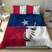 Texas Flag Fishing Bedding Set Hook and Fish Illustration and Custom Name Detail - Wonder Print Shop