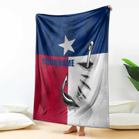Texas Flag Fishing Blanket Hook and Fish Illustration and Custom Name Detail - Wonder Print Shop