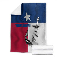Texas Flag Fishing Blanket Hook and Fish Illustration and Custom Name Detail - Wonder Print Shop