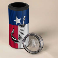 Texas Flag Fishing 4 in 1 Can Cooler Tumbler Hook and Fish Illustration and Custom Name Detail - Wonder Print Shop