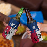 Texas Flag Fishing 4 in 1 Can Cooler Tumbler Hook and Fish Illustration and Custom Name Detail - Wonder Print Shop
