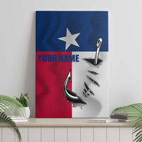 Texas Flag Fishing Canvas Wall Art Hook and Fish Illustration and Custom Name Detail - Wonder Print Shop