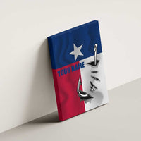 Texas Flag Fishing Canvas Wall Art Hook and Fish Illustration and Custom Name Detail - Wonder Print Shop