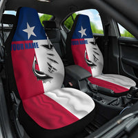 Texas Flag Fishing Car Seat Cover Hook and Fish Illustration and Custom Name Detail - Wonder Print Shop