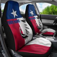 Texas Flag Fishing Car Seat Cover Hook and Fish Illustration and Custom Name Detail - Wonder Print Shop