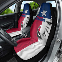Texas Flag Fishing Car Seat Cover Hook and Fish Illustration and Custom Name Detail - Wonder Print Shop