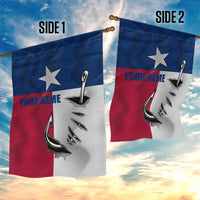 Texas Flag Fishing Garden Flag Hook and Fish Illustration and Custom Name Detail - Wonder Print Shop