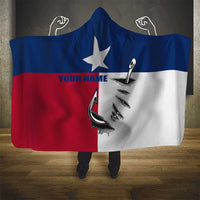 Texas Flag Fishing Hooded Blanket Hook and Fish Illustration and Custom Name Detail - Wonder Print Shop