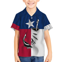 Texas Flag Fishing Kid Hawaiian Shirt Hook and Fish Illustration and Custom Name Detail - Wonder Print Shop