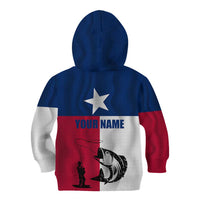 Texas Flag Fishing Kid Hoodie Hook and Fish Illustration and Custom Name Detail - Wonder Print Shop