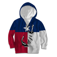 Texas Flag Fishing Kid Hoodie Hook and Fish Illustration and Custom Name Detail - Wonder Print Shop
