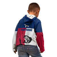 Texas Flag Fishing Kid Hoodie Hook and Fish Illustration and Custom Name Detail - Wonder Print Shop