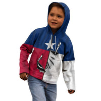 Texas Flag Fishing Kid Hoodie Hook and Fish Illustration and Custom Name Detail - Wonder Print Shop