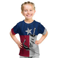 Texas Flag Fishing Kid T Shirt Hook and Fish Illustration and Custom Name Detail - Wonder Print Shop